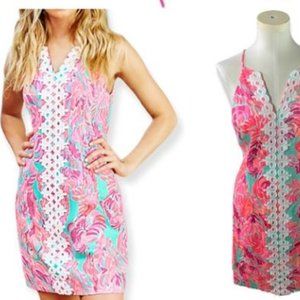 Lilly Pulitzer Pearl Shift Dress Poolside Blue Love Birds - Size 4